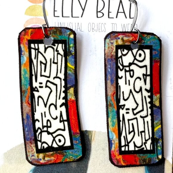 EllyBead Jewelry - Handmade Upcycled Recycled Plastic Earrings – Urban Graffiti Pop Art